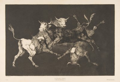 Plate D from the Disparates: Fools-or Little Bulls - folly by Francisco de Goya