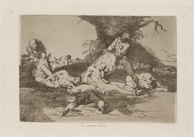 They Make Use of Them, pl. 16 from the series The Disasters of War by Francisco de Goya