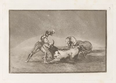 A Spanish Knight Kills the Bull after Having Lost his Horse, Plate 9 from La tauromaquia by Francisco de Goya