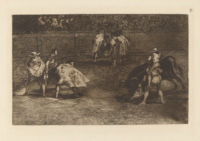 A Bullfighter Mounted on the Shoulders of a Chulo by Francisco de Goya