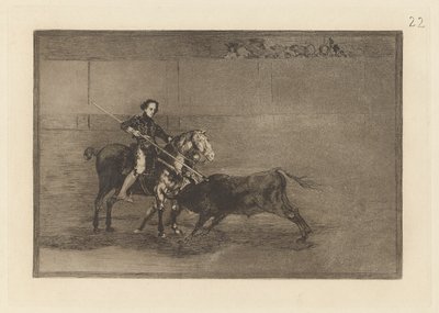 Manly Courage of the Celebrated Pajuelera in the Ring at Saragossa, Plate 22 from La tauromaquia by Francisco de Goya