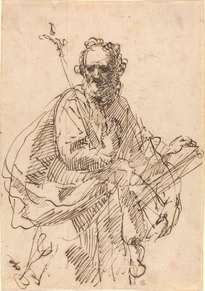 A Standing Saint with a Crucifix and a Book by Francisco Herrera II