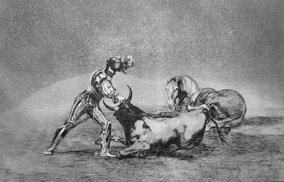A Spanish Knight Kills the Bull After Having Lost His Horse, Plate 9 of 