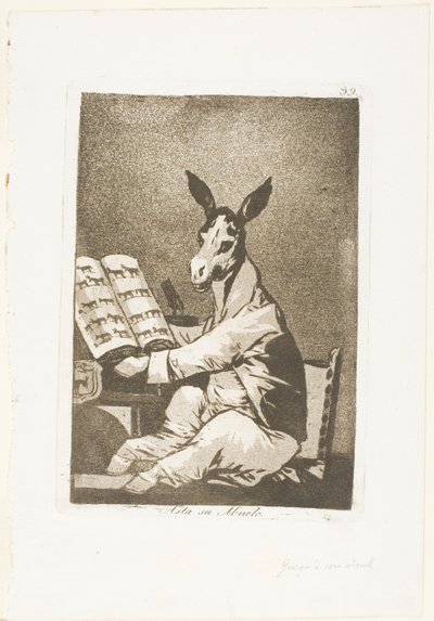 And So Was His Grandfather, plate 39 from Los Caprichos by Francisco Jose de Goya y Lucientes