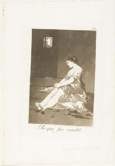 Because She Was Susceptible, plate 32 from Los Caprichos by Francisco Jose de Goya y Lucientes