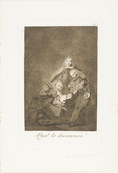 How they Pluck Her, plate 21 from Los Caprichos by Francisco Jose de Goya y Lucientes