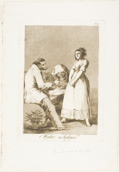It is Better to Be Lazy, plate 73 from Los Caprichos by Francisco Jose de Goya y Lucientes