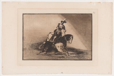 Plate 10 from La Tauromaquia: Charles V Spearing a Bull in the Ring at Valladolid by Francisco Jose de Goya y Lucientes