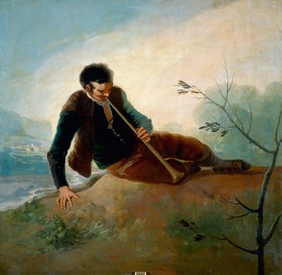 Shepherd playing a pipe by Francisco de Goya