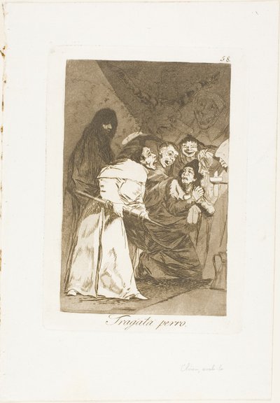 Swallow it, dog, plate 58 from Los Caprichos by Francisco Jose de Goya y Lucientes
