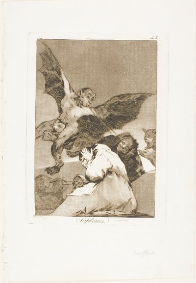 Tale-Bearers - Blasts of Wind, Plate 48 from Los Caprichos by Francisco Jose de Goya y Lucientes