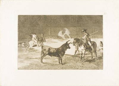 The Celebrated Picador, Fernando del Toro, Draws the Fierce Beast on with His Pique, plate 27 from The Art of Bullfighting by Francisco Jose de Goya y Lucientes