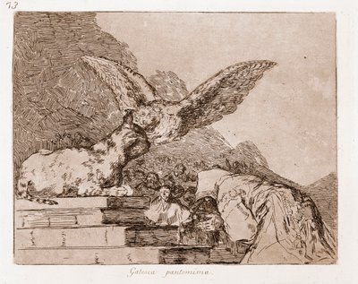 The Disasters of War: Cat Pantomime (etching from preparatory drawing) by Francisco de Goya