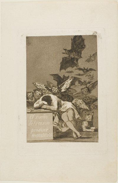 The Sleep of Reason Produces Monsters, plate 43 from Los Caprichos by Francisco Jose de Goya y Lucientes