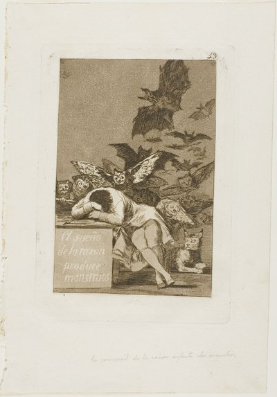 The Sleep of Reason Produces Monsters, plate 43 from Los Caprichos by Francisco Jose de Goya y Lucientes