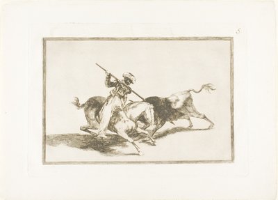 The Spirited Moor Gazul is the First to Spear Bulls According to Rules, plate five from The Art of Bullfighting by Francisco Jose de Goya y Lucientes