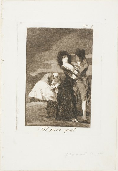 Two of a Kind, plate five from Los Caprichos by Francisco Jose de Goya y Lucientes