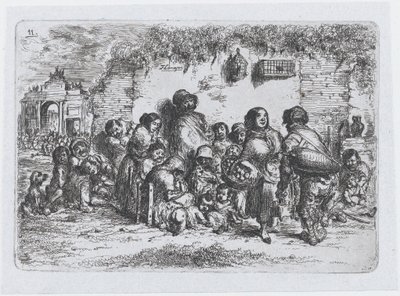 Plate 11: A Group of People Outdoors, from the Series of Customs and Pastimes of the Spaniards by Francisco Lameyer Berenguer