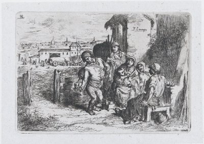 Plate 16: A Group of People Outdoors, Including a Man Pouring Wine or Water from a Vessel by Francisco Lameyer Berenguer