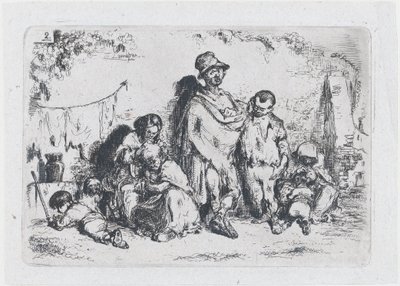 Plate 2: A Group of People in the Street, Possibly Beggars, from the Series of Customs by Francisco Lameyer Berenguer