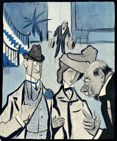 An English couple checking into a French Hotel, 1903 by Francisco Sancha y Lengo