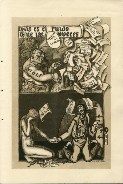 Illustration of Francisco Sancha Lengo - Flying leaf, circa 1915 - War of 14-18, Wolff Agency, Spanish Language, Foreign Press by Francisco Sancha y Lengo