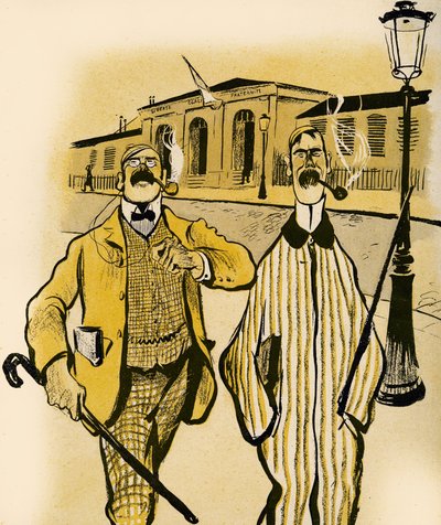Two Englishmen walk past a Morgue, 1903 by Francisco Sancha y Lengo