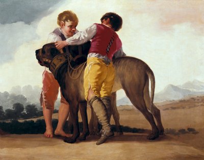 Boys with Mastiff by Francisco de Goya