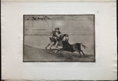 Bullfights: A Spanish Mounted Knight in the Ring Breaking Short Spears Without the Help by Francisco de Goya