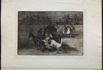 Bullfights: Fight in a Carriage Harnessed to Two Mules by Francisco de Goya