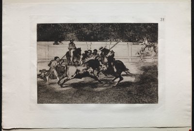 Bullfights: The Forceful Rendon Stabs a Bull with the Pique, From Which Pass he Died in the Ring at Madrid by Francisco de Goya