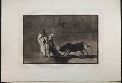 Bullfights: The Moors Make a Different Play in the Ring Calling the Bull with the Burnous by Francisco de Goya