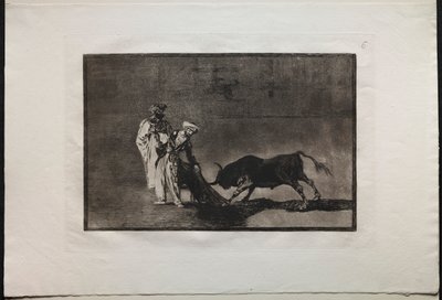 Bullfights: The Moors Make a Different Play in the Ring Calling the Bull with the Burnous, 1876 by Francisco de Goya