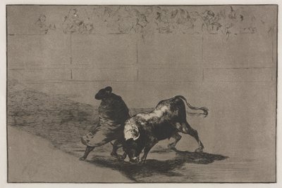 Bullfights: The Very Skilful Student of Falces, Wrapped in His Cape, Tricks the Bull with the Play of His Body by Francisco de Goya