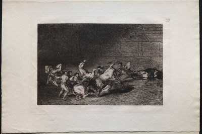 Bullfights: Two Teams of Picadors Thrown One After the Other by a Single Bull by Francisco de Goya