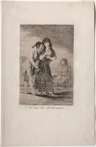 Caprichos: Even Thus He Cannot Make Her Out by Francisco de Goya
