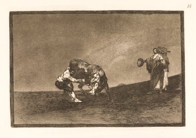 The Same Man Pulls a Bull to the Ground in the Arena in Madrid by Francisco de Goya