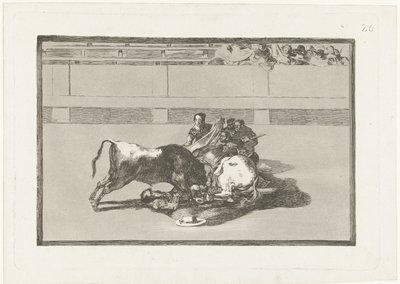 A Picador is Knocked Off His Horse and Lies Under the Bull (La Tauromaquia) by Francisco de Goya