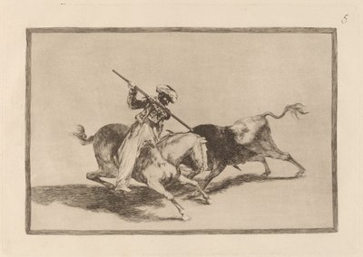 The Spirited Moor Gazul is the First to Spear Bulls According to Rules by Francisco de Goya