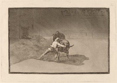 The Famous Martincho Places the Banderillas Playing the Bull with the Movement of His Body by Francisco de Goya