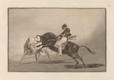 The Same Ceballos Mounted on Another Bull Breaks Short Spears in the Ring at Madrid by Francisco de Goya