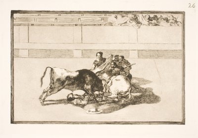 A Picador Thrown from His Horse and Falling Under the Bull by Francisco de Goya