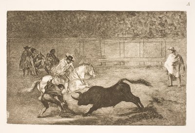 A Spanish Rider Breaking Short Spears with the Help of His Seconds by Francisco de Goya