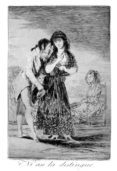 Even thus he cannot make her out by Francisco de Goya