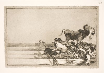 Terrible Events in the Front Rows of the Arena in Madrid and the Death of the Mayor of Torrejon by Francisco de Goya