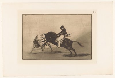 Mariano Ceballos Riding a Bull by Francisco de Goya