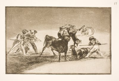 The Moors Use Donkeys as Barriers to Defend Themselves Against the Bull, Whose Horns Have Been Fitted with Balls by Francisco de Goya