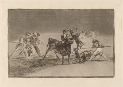 The Moors Use Donkeys as a Barrier to Defend Themselves against the Bull Whose Horns have been Tipped with Balls by Francisco de Goya
