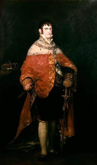 Portrait of the King of Spain, Ferdinand VII (1784-1833) with His Royal Mantle by Francisco de Goya