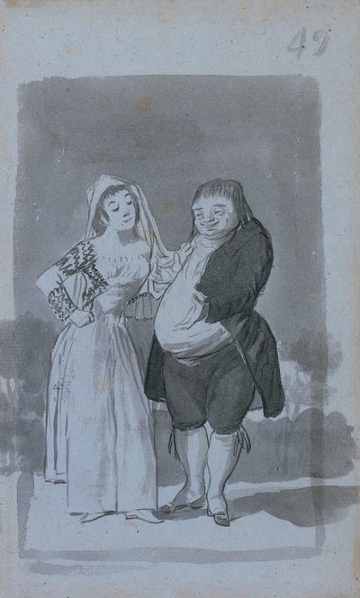 Prostitute Soliciting a Fat, Ugly Man, 1796-97 by Francisco de Goya